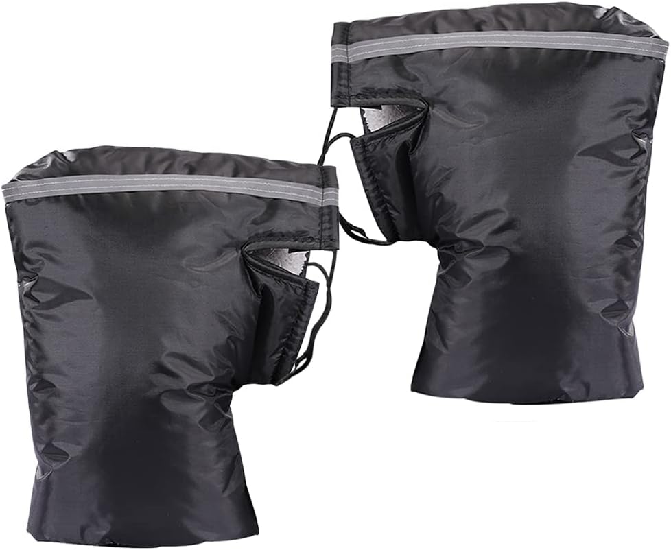 Black Windproof Thickened Cycling Gloves - 1 Pair Bike Handlebar Mitts Winter Warm Accessories