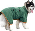 Dog Bathrobe - Size M - Green with Orange Trim - Absorbent Pet Towel with Adjustable Strap