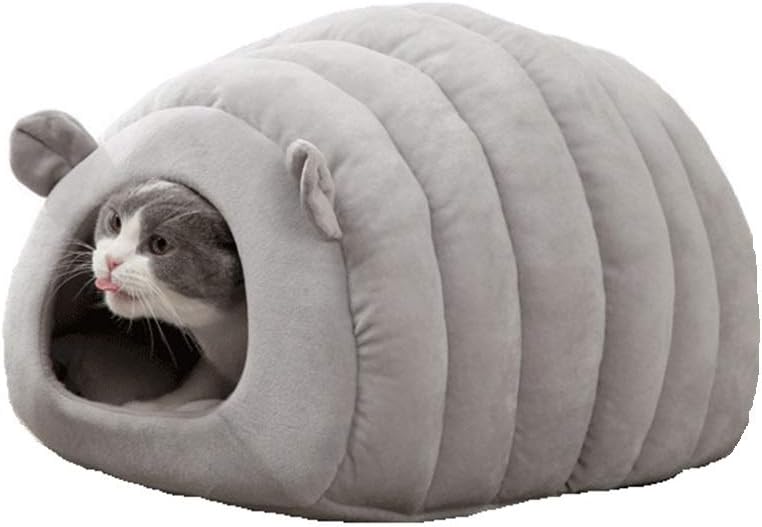 Grey Cat Bed Cave - Cozy Indoor Pet Bed for Cats and Kittens - Soft Comfortable Sleeping窝