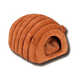 Orange Brown Cat Cave Bed - Cozy Pet House for Cats - Soft Comfortable Kitten Bed