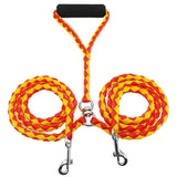 1.4m Double Dog Leash with Red and Yellow Design - Adjustable Pet Harness Lead for Dogs