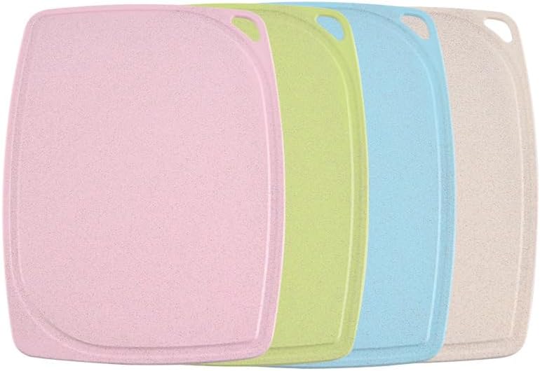 4 Colours Cutting Board Set Wheat Straw Antislip Durable for Various Food