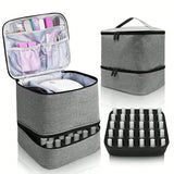 Large Capacity Grey Makeup Organizer Case - Cosmetic Storage Beauty Bag for Makeup Tools