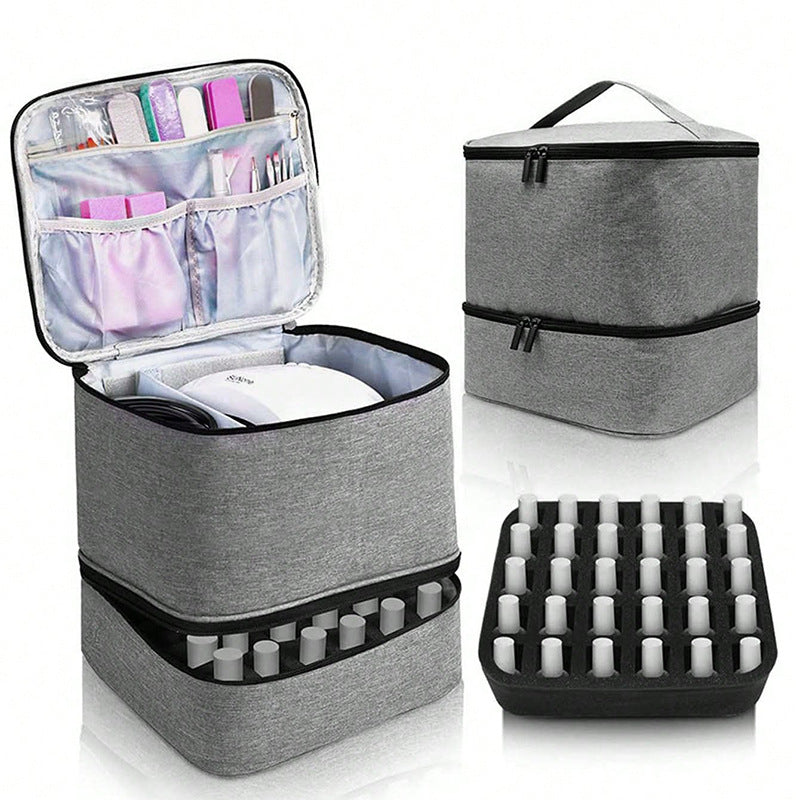 Large Capacity Grey Makeup Organizer Case - Cosmetic Storage Beauty Bag for Makeup Tools