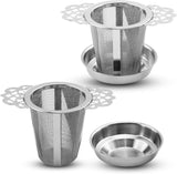 2 Pack Stainless Steel Tea Strainers for Loose Leaf Tea - Reusable Tea Filters