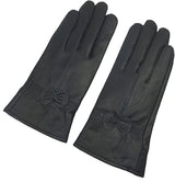 Winter Warm Fleece Lined Leather Gloves - Black - Size L - 1 Pair - Stylish Cold Weather Accessory