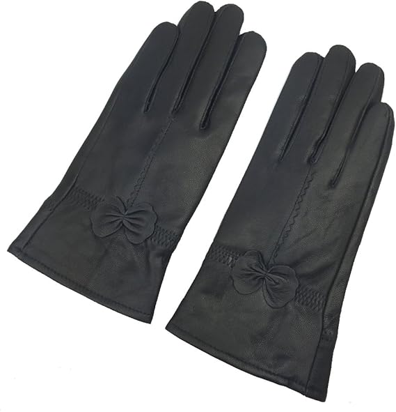 Winter Warm Fleece Lined Leather Gloves - Black - Size L - 1 Pair - Stylish Cold Weather Accessory