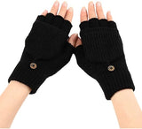 Women's Warm Fingerless Gloves Black Pair