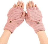 Women's Warm Fingerless Gloves - Pink - 1 Pair