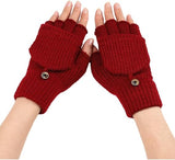 Women's Red Warm Fingerless Gloves 1 Pair