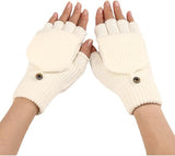 Women's Warm Fingerless Gloves - 1 Pair - White