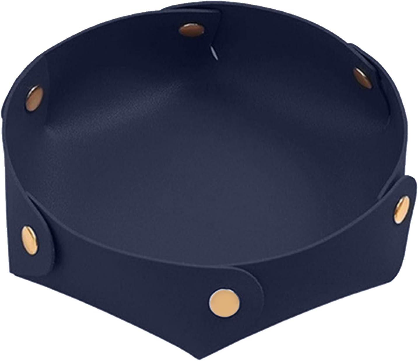 Portable Dark Blue PU Leather Entryway Table Nightstand Organizer for Phones Keys Wallets Watches Coins Travel Plate Sorter