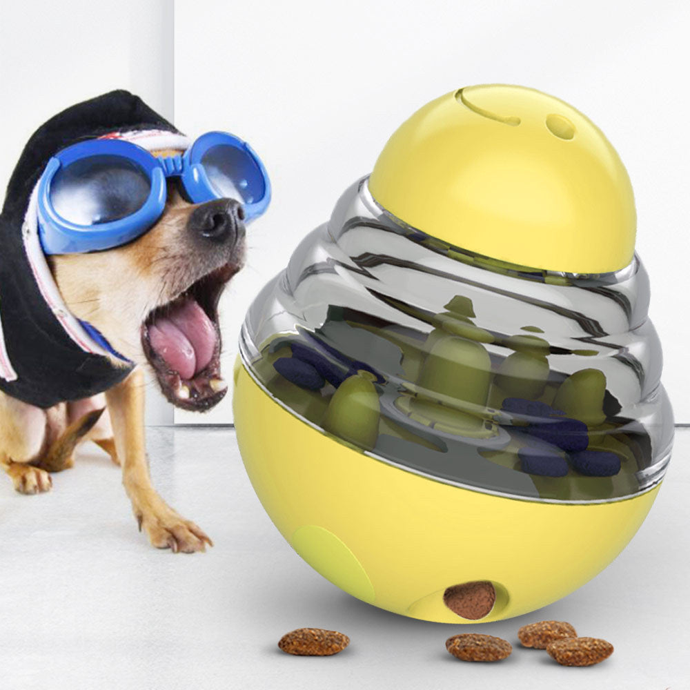 Yellow Interactive Dog Toy Snack Ball Food Dispenser for Dogs 1 Piece