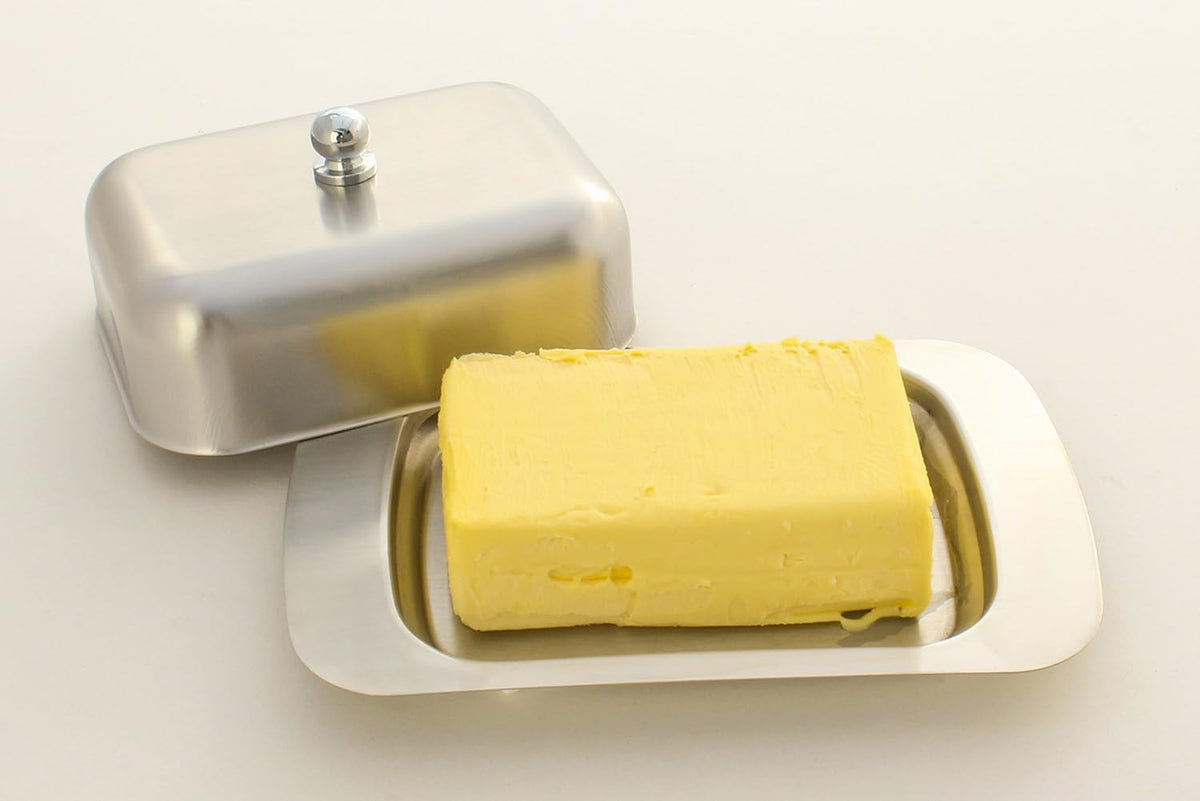 Stainless Steel Butter Dish with Lid 18.5x12.2x6cm Silver Butter Container for Kitchen Storage