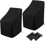 2 Pack Waterproof Outdoor Furniture Covers for Garden Cushions Stacking Chairs Black