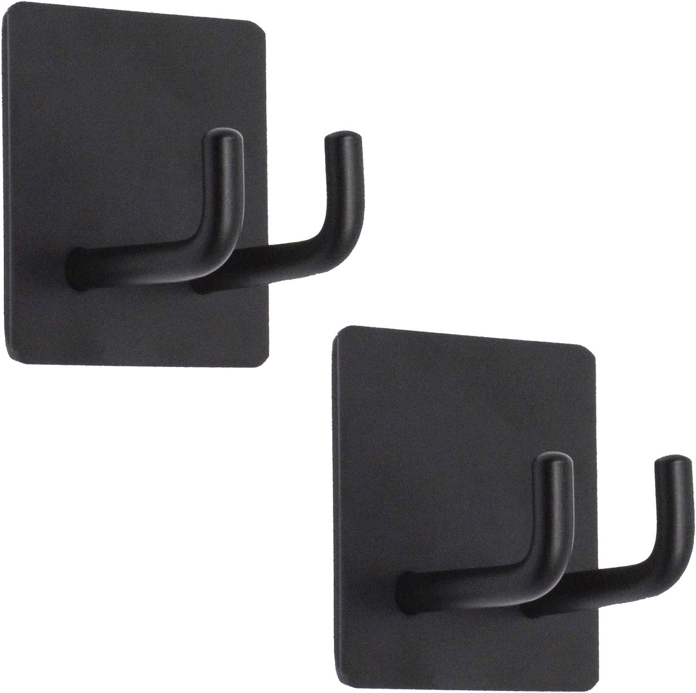 2 Pack Black Stainless Steel Non-Slip Self-Adhesive Bathroom Towel Holders