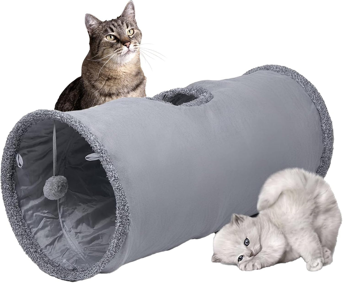 Cat Play Tunnel - 1 Piece - Indoor Outdoor Pet Play Tube - Crawl Tunnel - Play House - Grey