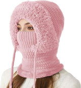 Women's 3-in-1 Beanie with Neck Protection One Size Pink