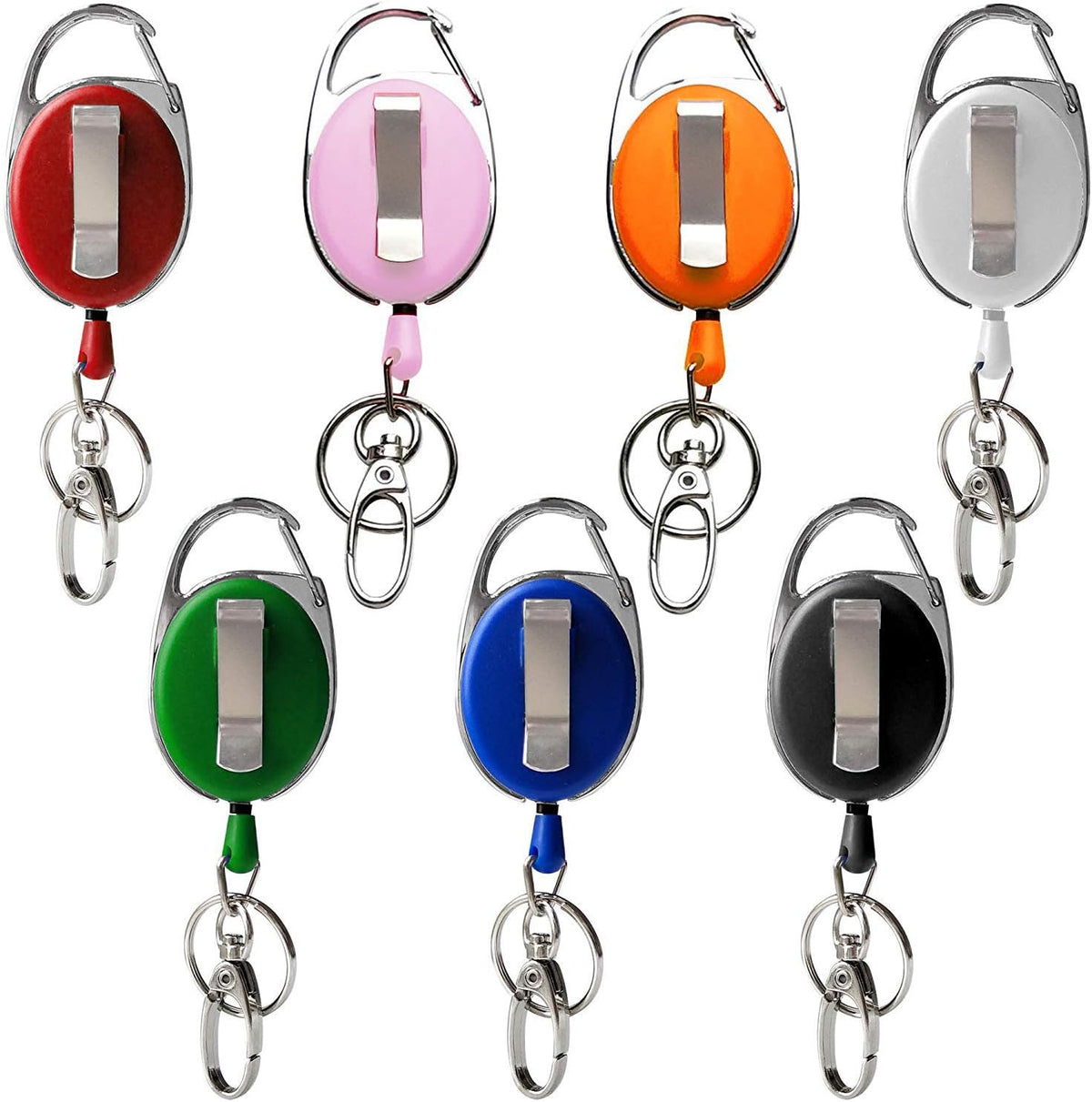 7 Pack Telescopic Keychain ID Lanyard Holder for Keys and ID Cards