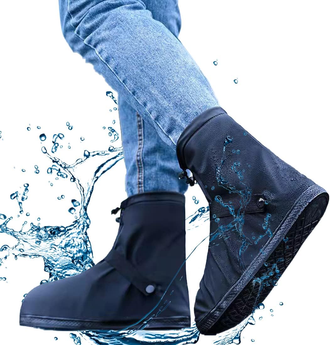 Waterproof Reusable Anti-Slip Overshoes Size 38-39 Black 1 Pair
