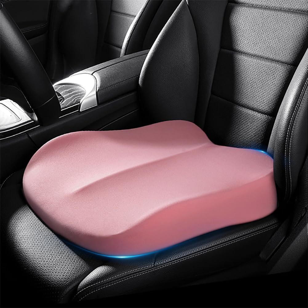 Memory Foam Car Seat Cushion 42x42x10cm Pink - Comfortable Support for Auto Seats