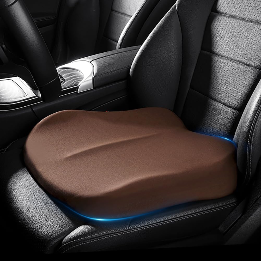 Memory Foam Car Seat Cushion 42x42x10cm Brown - Comfortable Supportive Auto Seat Pillow for Enhanced Driving Experience