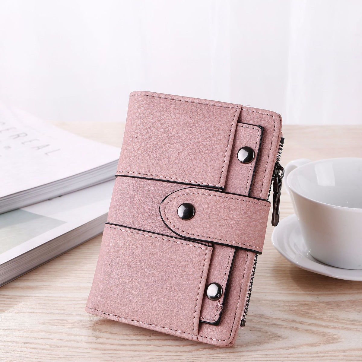 Women's Faux Leather Wallet Pink Coin Purse Card Holder