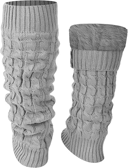 Women's Light Grey Leg Warmers 2 Pairs Warm Soft Comfortable Winter Accessory