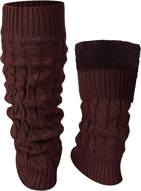 Women's Leg Warmers Warm Coffee Brown 2 Pack