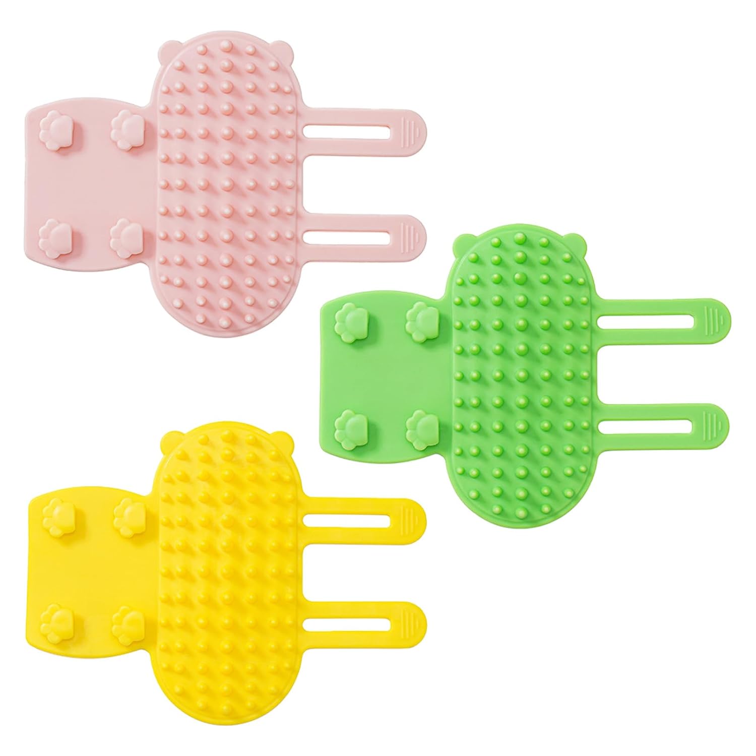 3 Pack Adjustable Silicone Massage Cat Grooming Brush Self-Cleaning Corner Wall Mounted Cat Scratching Comb for Table Legs