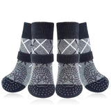 Non-Slip Dog Boots 4 Pack XS Grey Elastic Waterproof Pet Paw Protectors for Muddy Surfaces