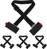 Adjustable Ski Carrier Bag for Skis and Poles - Black (4 Pack)
