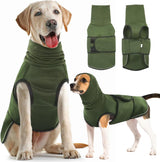 Dog Winter Jacket - Soft Pet Clothing - Bodywarmer - Warm - Adjustable - Size L - Military Green - 1 Piece