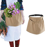 Adjustable Garden Apron with Pockets - Reusable Harvest Pouch for Fruit Picking - Portable Khaki Garden Tool Bag