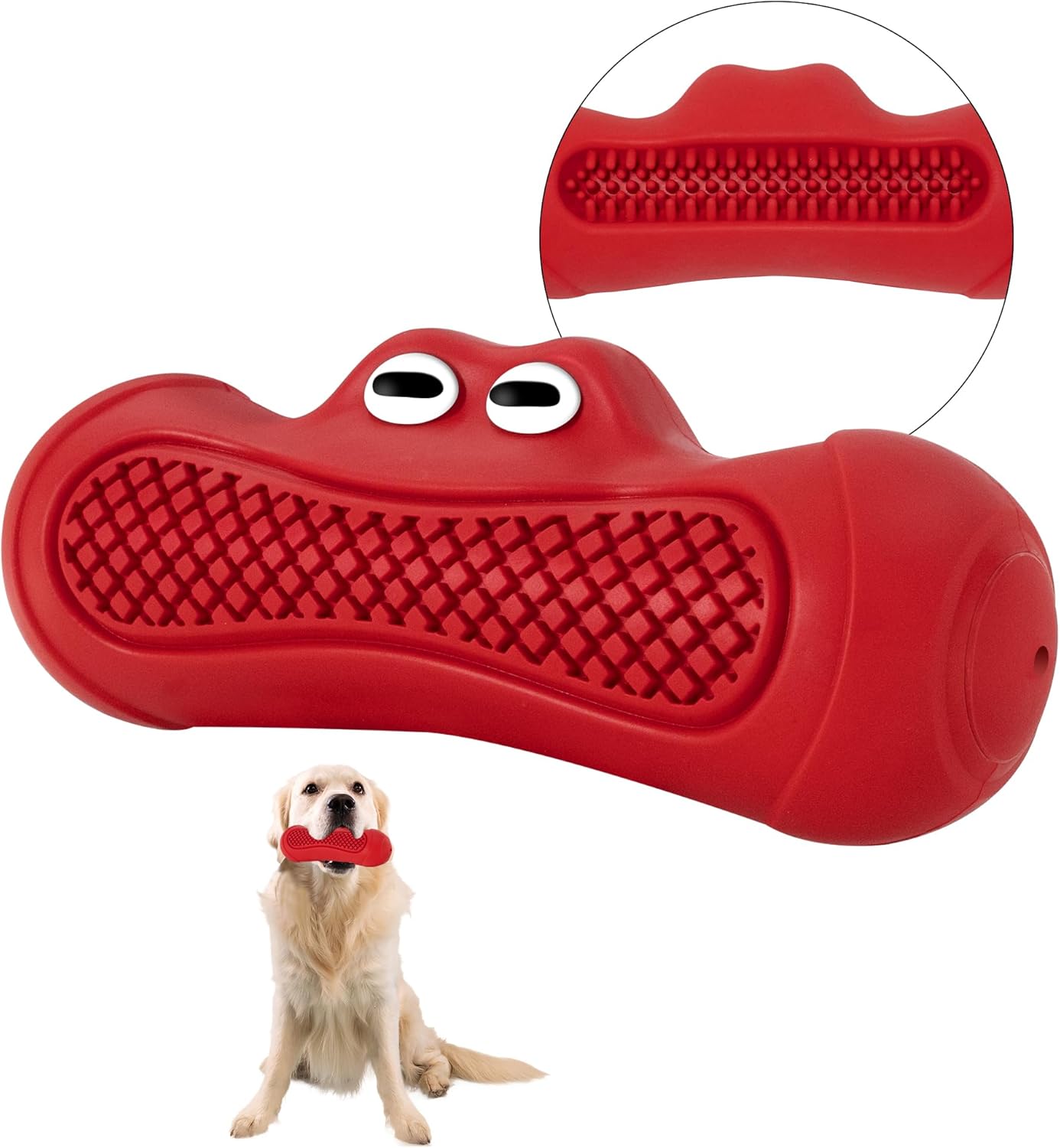 Red Indestructible Dog Chew Toy - Chew Stick for Medium and Large Dogs - Promotes Dental Care and Teeth Cleaning - 1 Piece