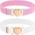 2 Pack Kids Elastic Belts with 1-Click Heart Buckle - Super Soft Adjustable Waistband for Toddlers & Girls - Easy to Use Self Fastening Design