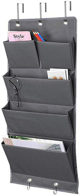 Over Door Organizer 5 Pocket Hanging Storage Bag Grey Wall Mounted Space Saving Organiser