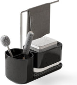 Kitchen Storage Rack with Sink Organizer and Dishcloth Holder - Black