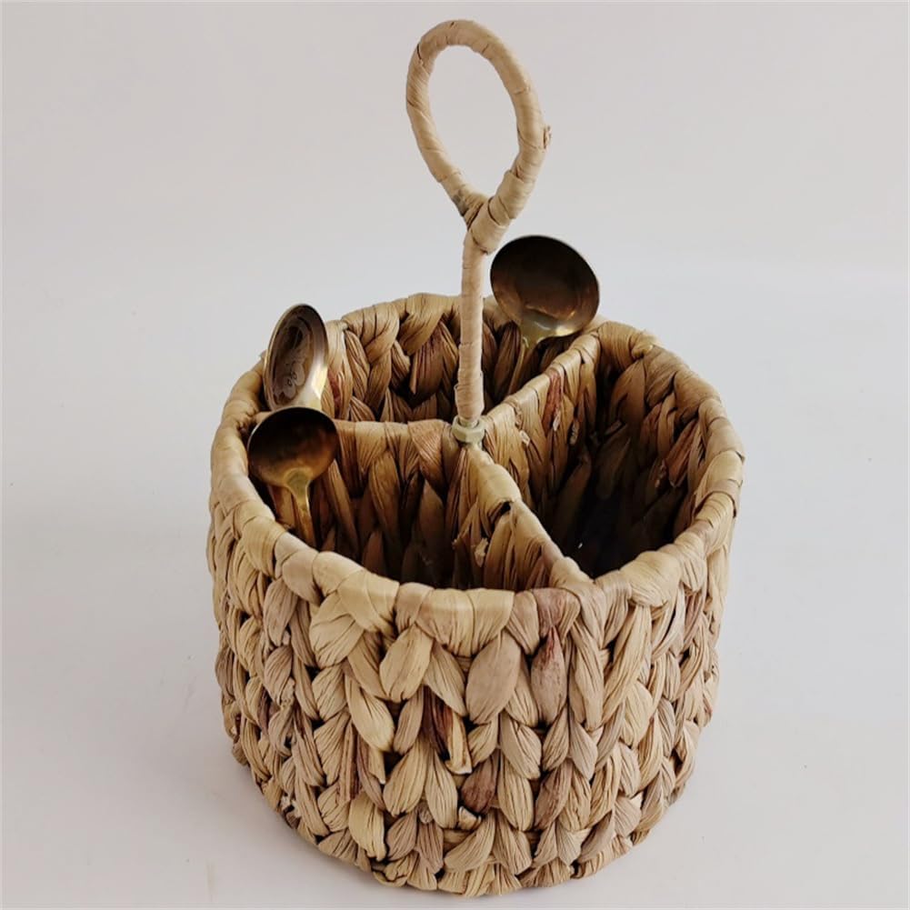 Rotan Standing Cutlery Organizer Kitchen Utensil Holder 17x17x13cm