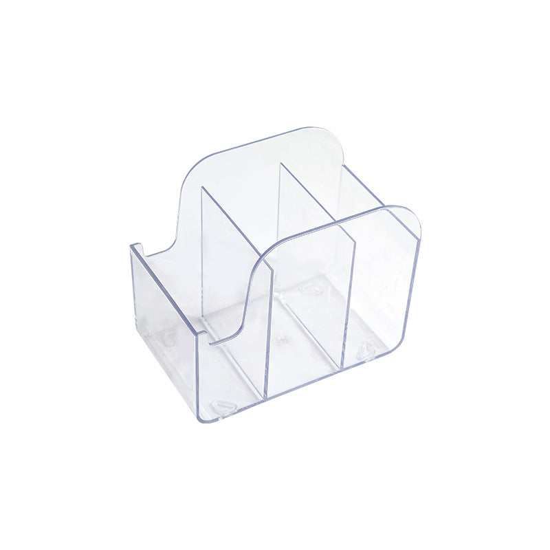 Multifunctional Transparent Desk Organizer with 3 Compartments - Pen Holder and Stationery Storage for Office Supplies
