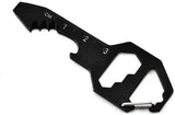 Multifunctional Can Opener Multitool - 1 Piece - Black - Includes Can Opener Hex Key Screwdriver & Ruler - Stainless Steel Pocket Tool for Daily Use