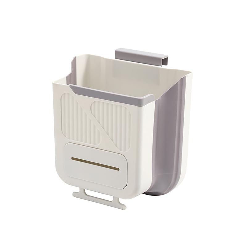 Wall-Mounted Foldable Kitchen Cabinet Door Bin 22x20x12cm 3-in-1 Space-Saving Grey