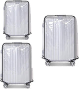 3 Pack Transparent PVC Suitcase Cover - Waterproof Luggage Protector with Velcro Closure for 20 24 28 Inch Suitcases