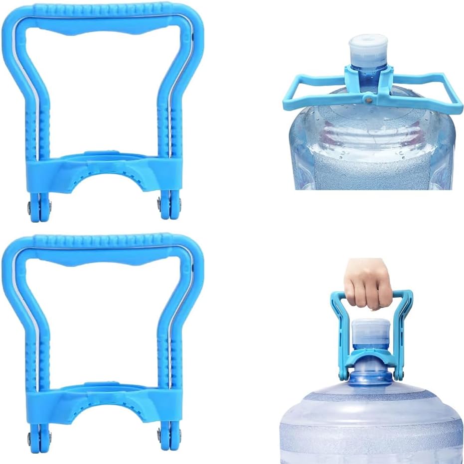 Blue Water Jug Handle 2 Pack with 5 Gallon Water Bottle Cap Heavy Duty Kettle Clamp