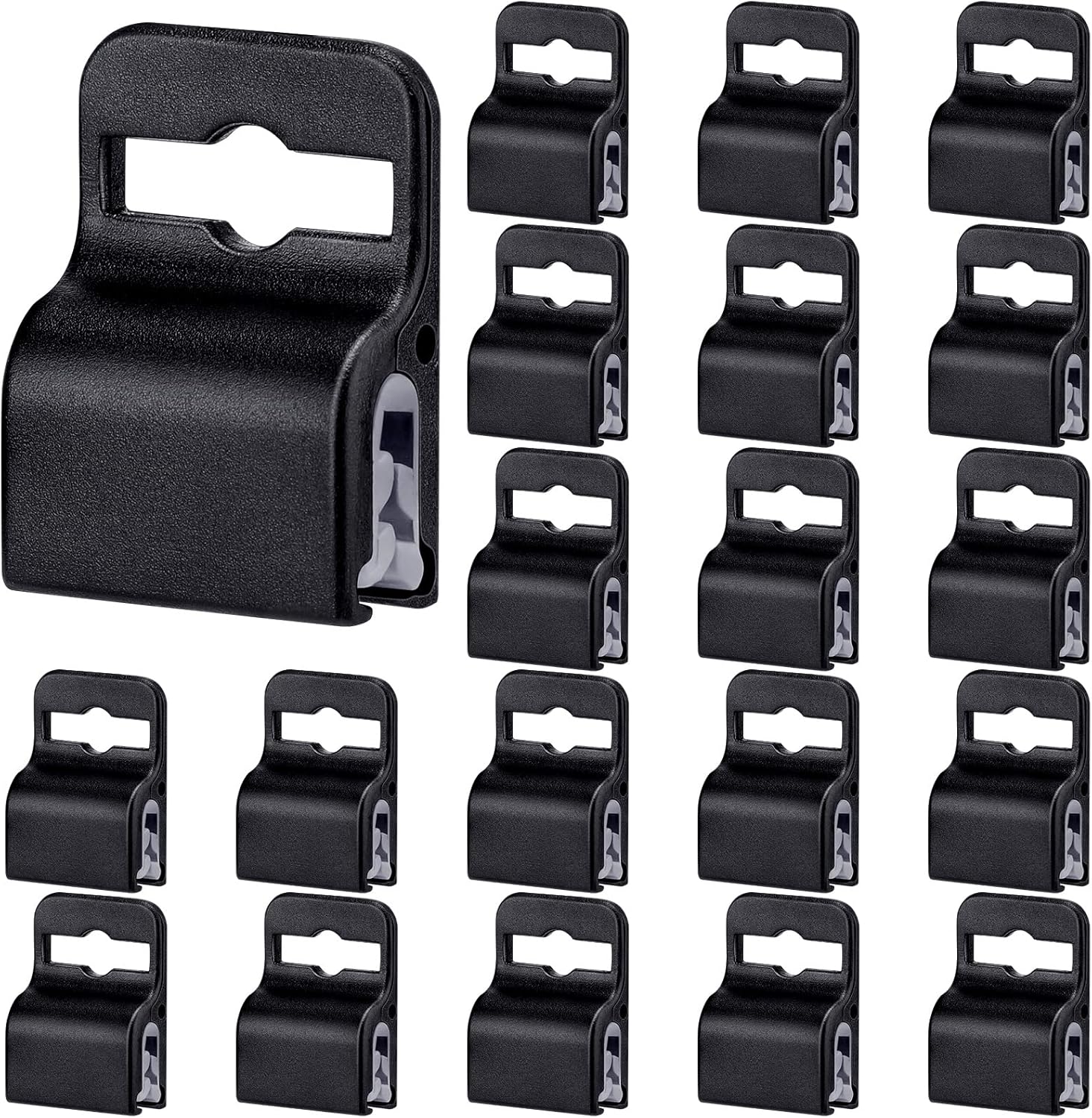 20 Black Card Holder Clips for ID Cards & Access Passes