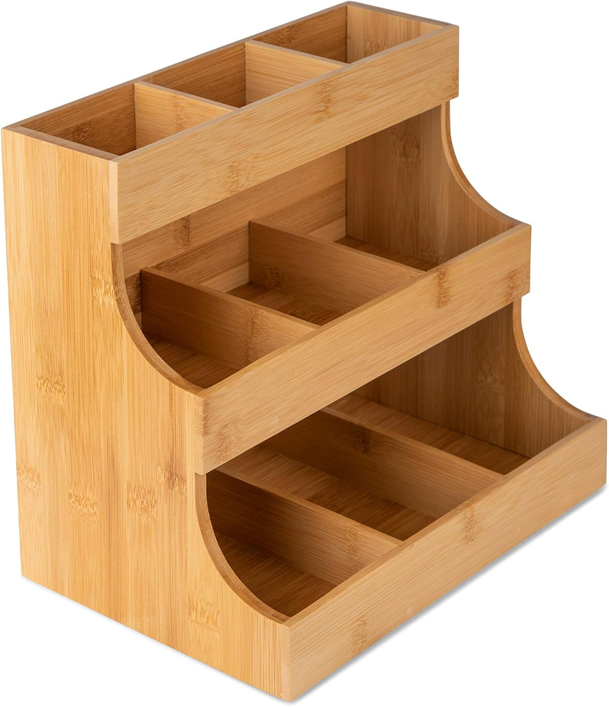 Vertical Bamboo Tea Bag Organizer Holds 180 Tea Bags Space Saving Sustainable Wooden Display for Kitchen Office Café