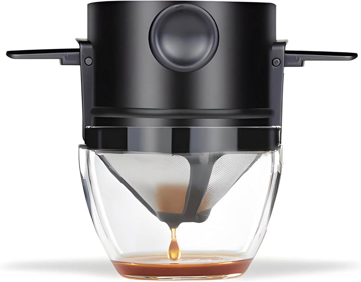 Reusable Stainless Steel Pour Over Coffee Dripper Filter Holder for Sustainable Slow Coffee at Home & Travel Black