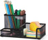 Black 3 Compartment Metal Mesh Pen Holder Desk Organizer for Office and Home Work - 1 Piece