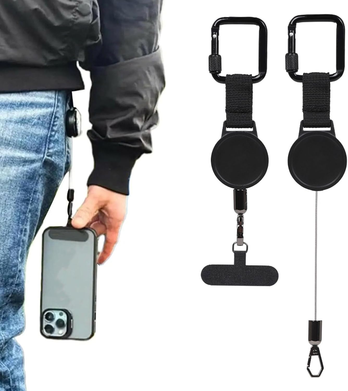 Heavy Duty Retractable Anti-Theft Phone Cable with Stainless Steel Cord Ideal for Construction Outdoor and Travel