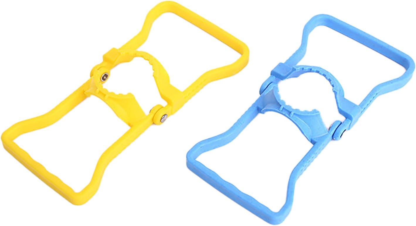2 Pack Blue and Yellow Water Jug Handle with 5 Gallon Water Bottle Cap Heavy Kettle Clamp